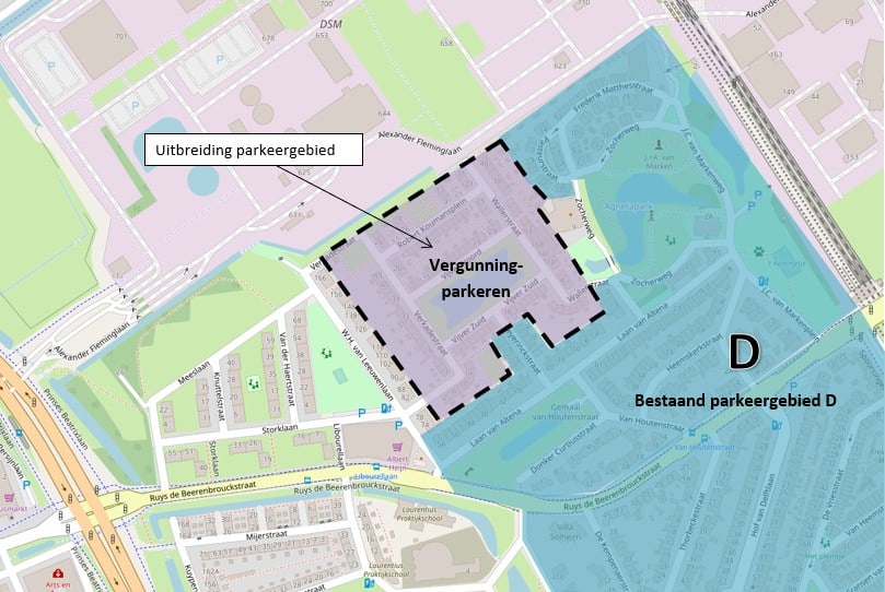 Per 1 december 2019 gereguleerd parkeren in het Agnetapark en de Bomenwijk (inclusief Oude IJsbaan) 5 uitbreiding D